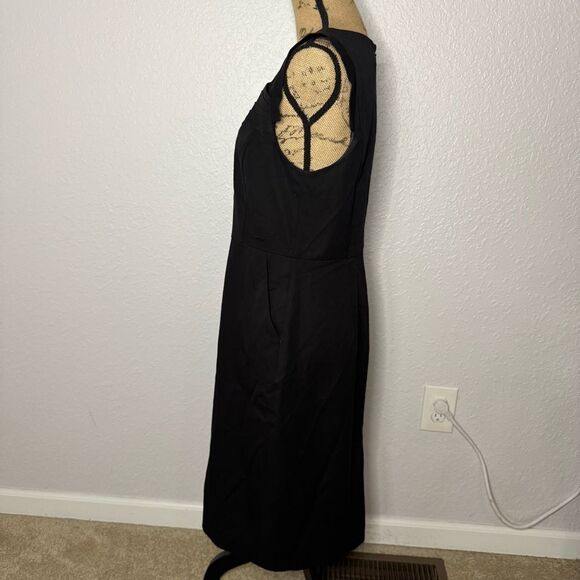 J Crew Promotion Dress Black sz 12 Office Knee Length Sleeveless Pockets Stretch - Picture 9 of 10